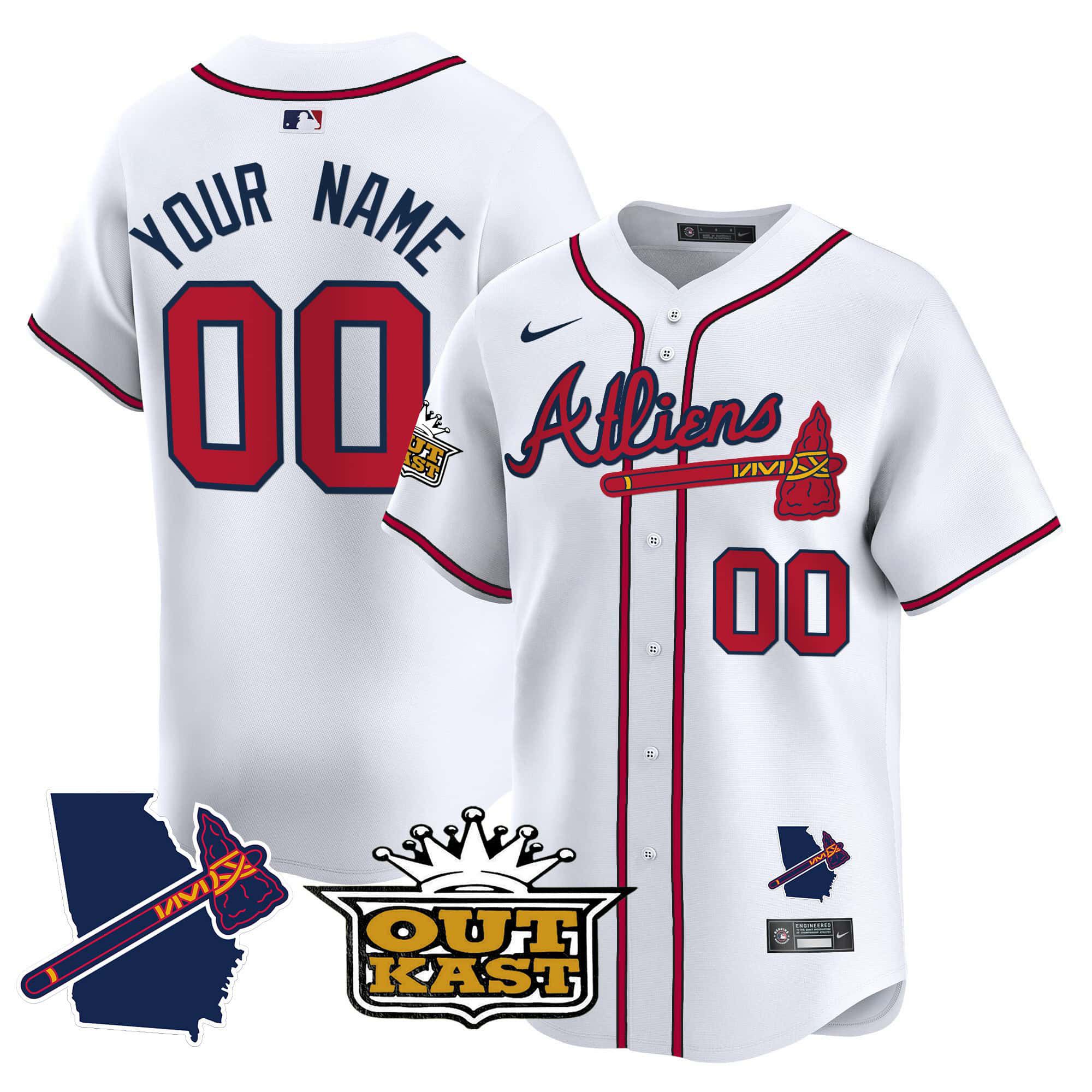 Men Atlanta Braves White Nike 2024 Atliens Vapor Premier Limited Custom MLB Jersey style 1